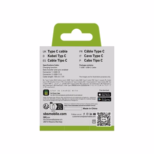 SBS TECABLETYC1KPOS USB-A - USB-C Cable 1m - Black