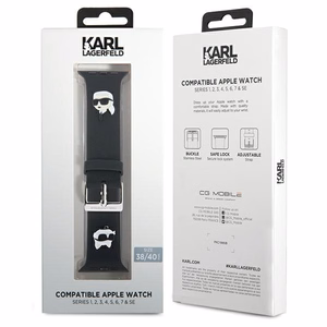 Karl Lagerfeld 3D Rubber Karl ir Choupette Heads dirželis juodas skirtas Apple Watch 38/40/41mm