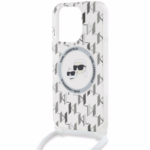 Karl Lagerfeld IML Crossbody Monograma Karl & Choupette Head Magnetinis dėklas telefonui iPhone 15 Pro Max - permatomas