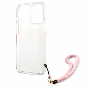 Guess GUHCP13LKCABPI iPhone 13 Pro / 13 6.1" rožinis/rožinis kietas dėklas Camo Strap Collection