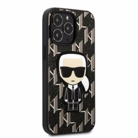 Karl Lagerfeld KLHCP13LPMNIKBK iPhone 13 Pro / 13 6.1" kietas dėklas juodas/juodas Monograma Ikonik pleistras