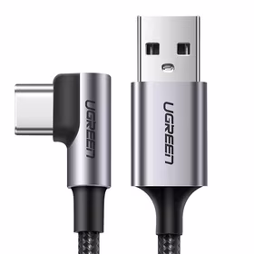 Ugreen US284 70255 USB-A (straight) / USB-C (angled) 3A laidas skirtas 3m - pilkas