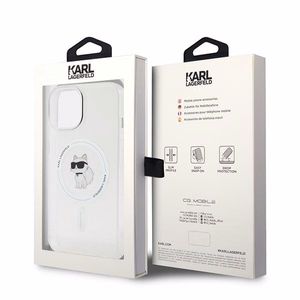 Karl Lagerfeld IML Choupette Magnetinis dėklas telefonui iPhone 15 - permatomas