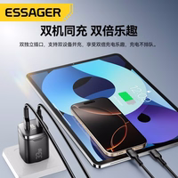 Įkroviklis Essager "Display" juodas 33W (2xPD) su LED ekranu