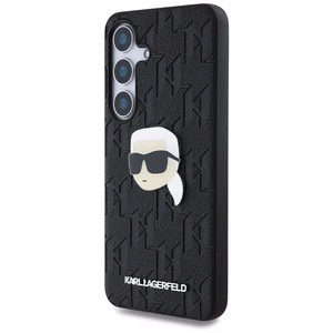 Dėklas Karl Lagerfeld Odinis Monogram Pin Logo Karl Head Samsung Galaxy S25 juodas