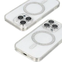 Blizgus magnetinis dėklas telefonui Iphone 12 Pro skaidrus