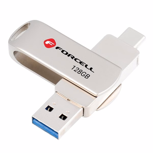 FORCELL F-DATA USB atmintinė Metal Duo 128GB USB3.2 Gen 1 (USB A / Type C) sidabrinė