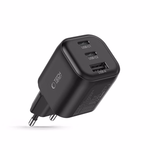 „Tech-Protect NCA100W-GaN“ 3 jungčių 100 W PD 3.2 / QC 3.0 maitinimo adapteris – juodas