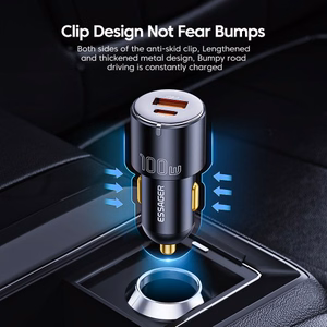 Automobilinis įkroviklis Essager Fan juodas 66W (2xPD)