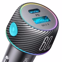 Automobilinis įkroviklis Joyroom "JR-CCN01" juodas 60W (1xPD / 1xQC3.0 / with LED Lighting)