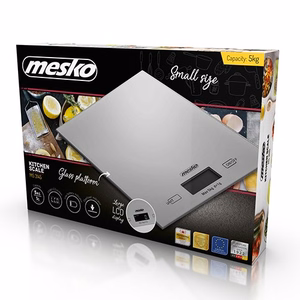 Mesko MS 3145 – elektroninės virtuvinės svarstyklės, iki 5 kg, 1 g padala, LCD, sidabrinės