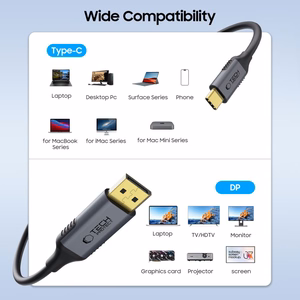 Tech-Protect UltraBoost USB-C į DisplayPort 1.4 8K 60Hz laidas 180cm - juodas