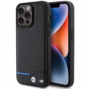 BMW Leather Carbon case for iPhone 15 Pro Max - black