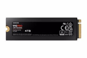 SSD Samsung 990 PRO su radiatoriu 4TB M.2 PCIe Gen4 NVMe TLC rašymo greitis 6900 MB/s skaitymo greitis 7450 MB/s 2,3mm TBW 1200 TB MTBF 1500000 h MZ-V9P4T0GW