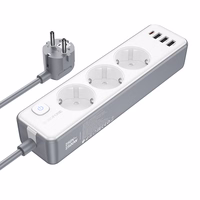 "Borofone" maitinimo juosta BAC9 - 3 lizdai 240V + 3xUSB + C tipo - PD 20W 2 metrai, juoda