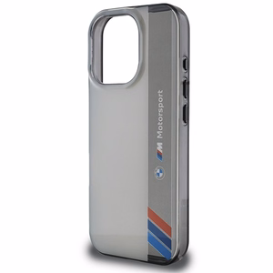 BMW Motosport IML vertikali juosta iPhone 16 Pro dėklas - pilkas