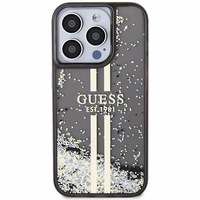 Guess Liquid Glitter Gold Stripes dėklas iPhone 15 Pro Max - juodas