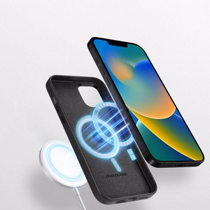 Dux Ducis Grit odinis dėklas iPhone 14 Plus Elegantiškas dirbtinės odos dėklas (MagSafe suderinamas) Juodas