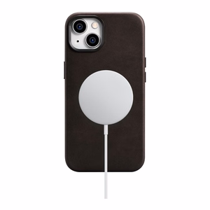 iCarer Oil Wax Premium odinis dėklas iPhone 14 Plus Magnetinis odinis dėklas su MagSafe Rudas (WMI14220703-BN)