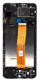 Ekranas Samsung M127 M12 2021 su lietimui jautriu stikliuku ir rėmeliu Black originalus (service pack)