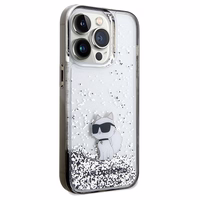 Karl Lagerfeld Liquid Glitter Choupette dėklas telefonui iPhone 14 Pro Max - permatomas