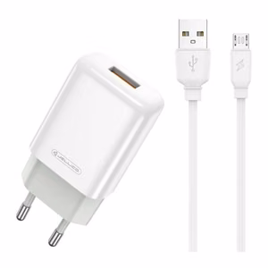 Įkroviklis Jellico EU01 2.4A USB-A + USB-A to MicroUSB cable 1.0m baltas