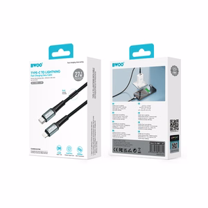 BWOO pintas kabelis USB-C - Lightning 3m 30W juodas