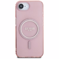 Guess IML Glitter Circle Magnetinis dėklas telefonui iPhone 16e - rožinis