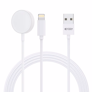 Tech-Protect UltraBoost 2in1 magnetinis įkroviklis su USB-C / Lightning kabeliais Apple Watch 1.5m - baltas
