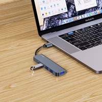 HUB Tech-Protect V0 5in1 USB-A - USB-A 3.0 / 3x USB-A 2.0 / USB-C - pilkas