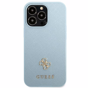 Guess Saffiano 4G Small Metal Logo dėklas telefonui iPhone 13 Pro Max - mėlyna