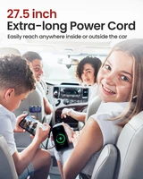 Automobilio cigarečių degiklio lizdo daliklis B39-C - 3 lizdai + USB + Type C - QC 3.0 PD 3A 120W su ekranu ir laidu