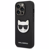 Karl Lagerfeld Saffiano Choupette Head Patch dėklas telefonui iPhone 14 Pro Max - juodas
