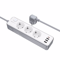 "Borofone" maitinimo juosta BAC9 - 3 lizdai 240V + 3xUSB + C tipo - PD 20W 2 metrai, juoda