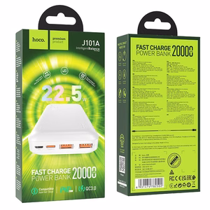 Išorinė baterija Hoco J101A PD 20W+Quick Charge 3.0 22.5W 20000mAh, balta