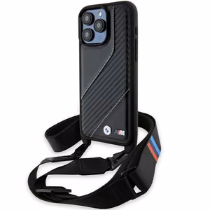 BMW M Edition anglies juostelė ir dirželis dėklas telefonui iPhone 15 Pro Max - juodas