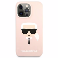 Karl Lagerfeld Silikoninis Karl`o galvos dėklas telefonui iPhone 13 Pro / 13 6.1" - šviesiai rožinis