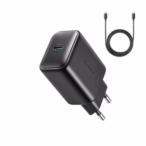 Įkroviklis Joyroom (JR-TCF23) + "USB-C (Type-C) to USB-C (Type-C)" (1xUSB-C 25W) juodas