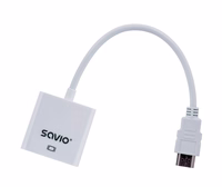 Savio CL-27B vaizdo kabelio adapteris 0,1 m HDMI A tipo (standartinis) VGA (D-Sub) Balta