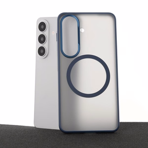 Liavec Soft Case dėklas su metaliniu rėmeliu, skirtas Samsung Galaxy S26, tamsiai mėlynas