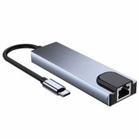 HUB Tech-Protect V3 5in1 USB-C - USB-A 3.0 / USB-A 2.0 / USB-C / HDMI / RJ45 - pilkas