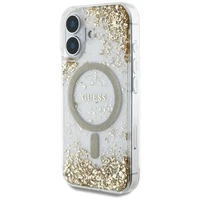 Guess HC Resin Bottom Glitter Magnetinis dėklas iPhone 16 - auksinis