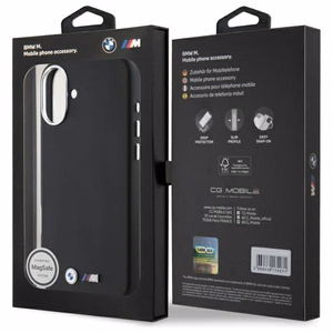 BMW M lygus pilnai apvyniotas metalinis magnetinis dėklas iPhone 16 Plus - juodas