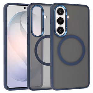 Liavec Soft Case dėklas su metaliniu rėmeliu, skirtas Samsung Galaxy S26, tamsiai mėlynas