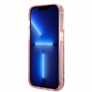 Karl Lagerfeld Blizgučiai Karl Galvos dėklas telefonui iPhone 14 Pro - rožinė