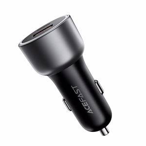 Acefast B21 75 W USB-C + USB-A automobilinis įkroviklis, juodas