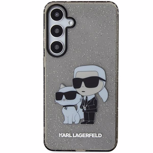 Karl Lagerfeld KLHCS24MHNKCTGK S24+ S926 juodas/juodas kietas dėklas Blizgučiai Karl&Choupette
