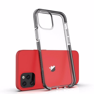 Spring Case skaidrus TPU gelio apsauginis dėklas su spalvotu rėmeliu iPhone 13 mini tamsiai mėlynas