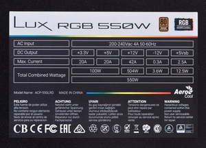Maitinimo šaltinis Aerocool Lux RGB 550M 550 vatų juodos spalvos