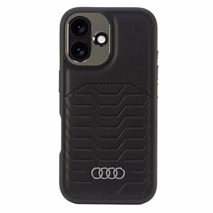 Audi Sintetinės odos Magnetinis iPhone 16 6.1" juodas/juodas kietas dėklas AU-TPUPCMIP16-GT/D3-BK